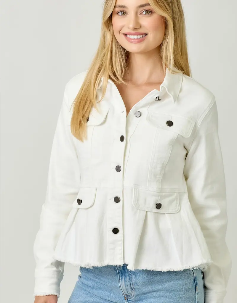 Washed Denim Peplum Jacket