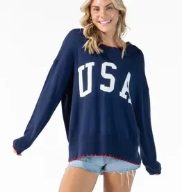 Sweet USA Sweater With Scallop Trim Detail