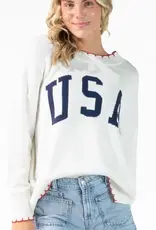 Sweet USA Sweater With Scallop Trim Detail