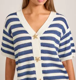 Nautical Stripe Cardigan with Starfish Button Detail