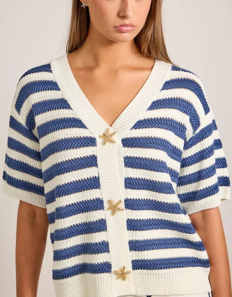 Nautical Stripe Cardigan with Starfish Button Detail