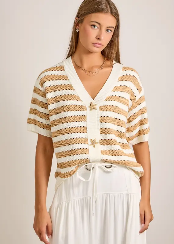 Nautical Stripe Cardigan with Starfish Button Detail