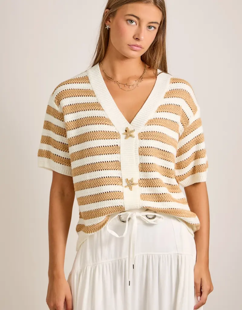 Nautical Stripe Cardigan with Starfish Button Detail