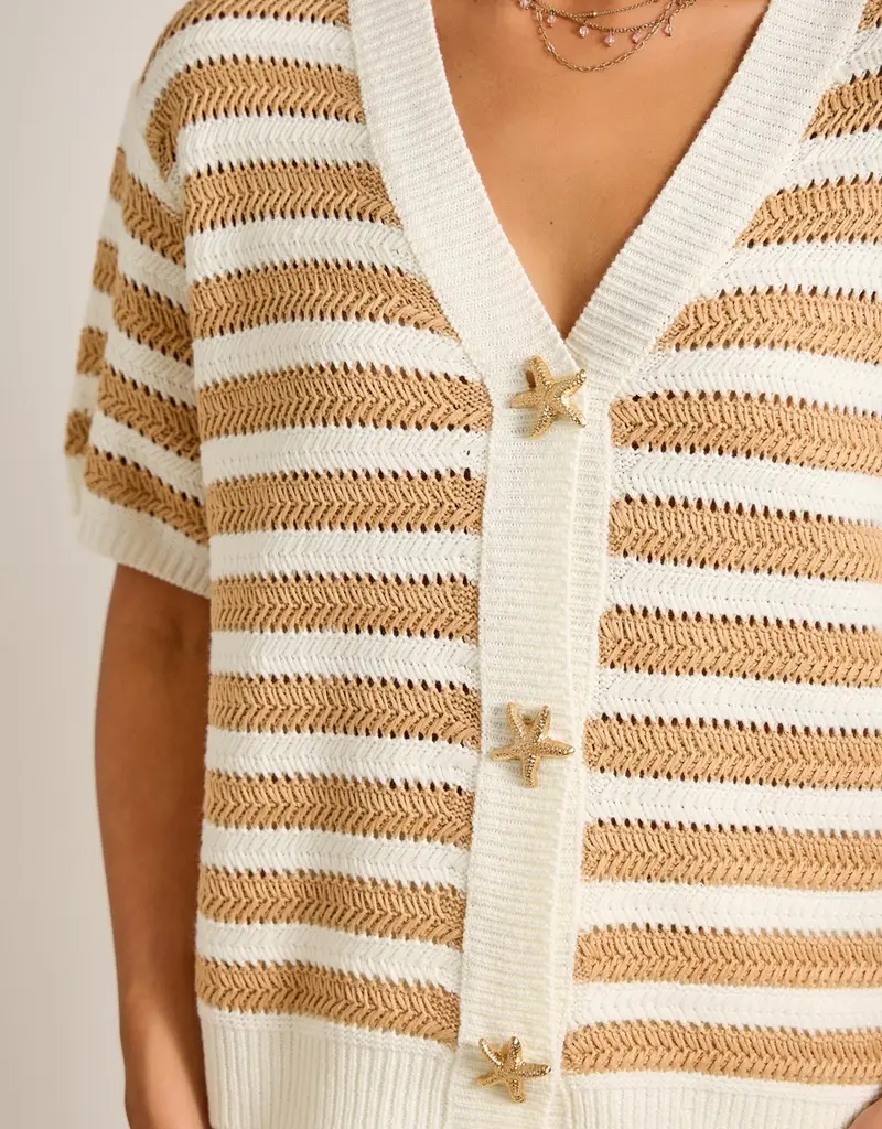 Nautical Stripe Cardigan with Starfish Button Detail