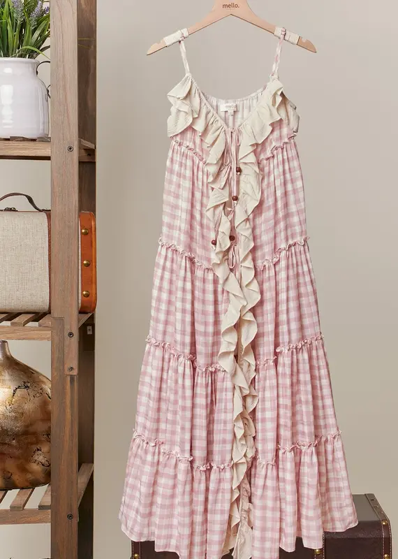 Caroline Checker Ruffle Dress