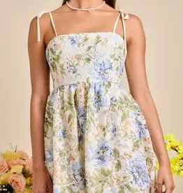 Floral &  Lace Dress With Tie Straps