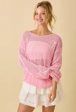 Ribbon Bow Crochet Knit Top