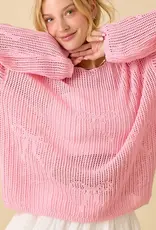 Ribbon Bow Crochet Knit Top