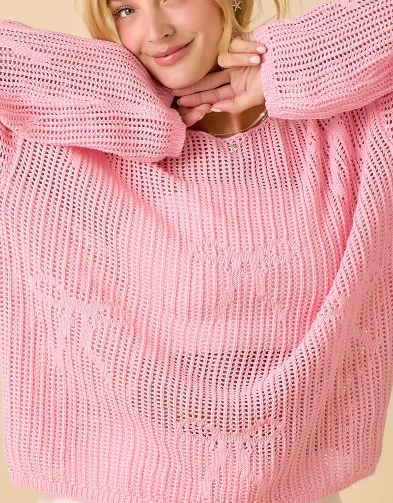 Ribbon Bow Crochet Knit Top