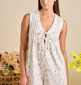 Floral Tie Front Sleeveless Romper