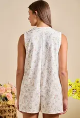 Floral Tie Front Sleeveless Romper