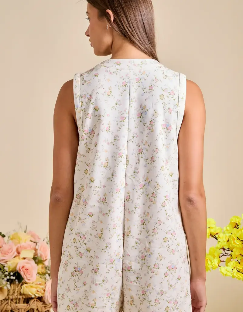 Floral Tie Front Sleeveless Romper