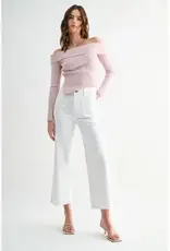 High Rise WideLeg Crop Raw Hem Catskill