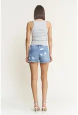 Star Print High Rise Distressed Shorts