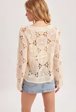 Floral Crochet Top With Boat Neck