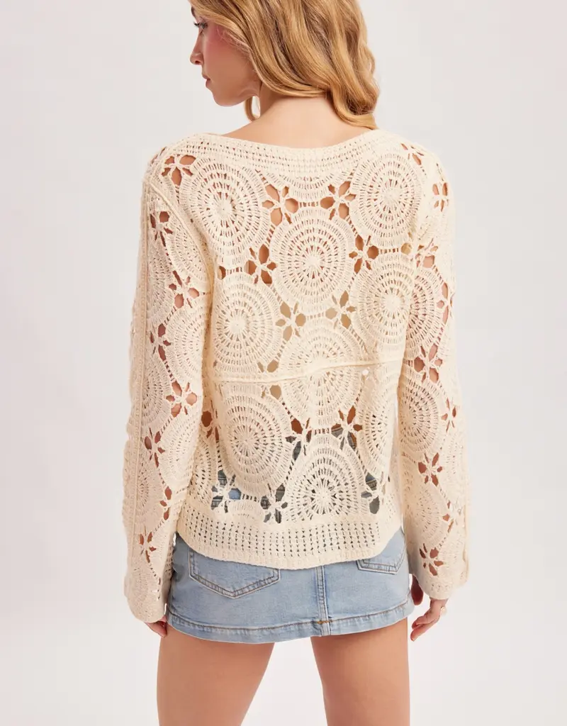 Floral Crochet Top With Boat Neck