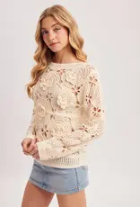 Floral Crochet Top With Boat Neck