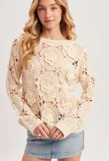 Floral Crochet Top With Boat Neck