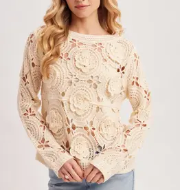 Floral Crochet Top With Boat Neck