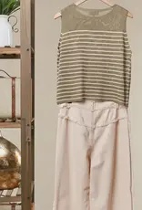 Sleeveless Striped  Knit Top