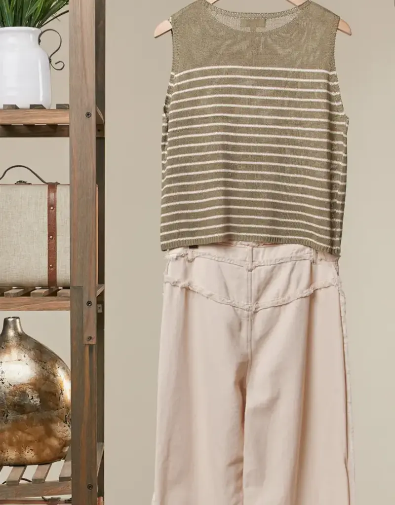 Sleeveless Striped  Knit Top