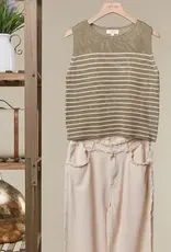 Sleeveless Striped  Knit Top