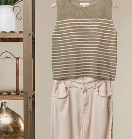 Sleeveless Striped  Knit Top