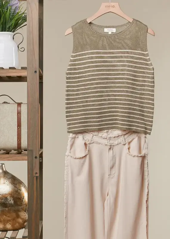 Sleeveless Striped  Knit Top
