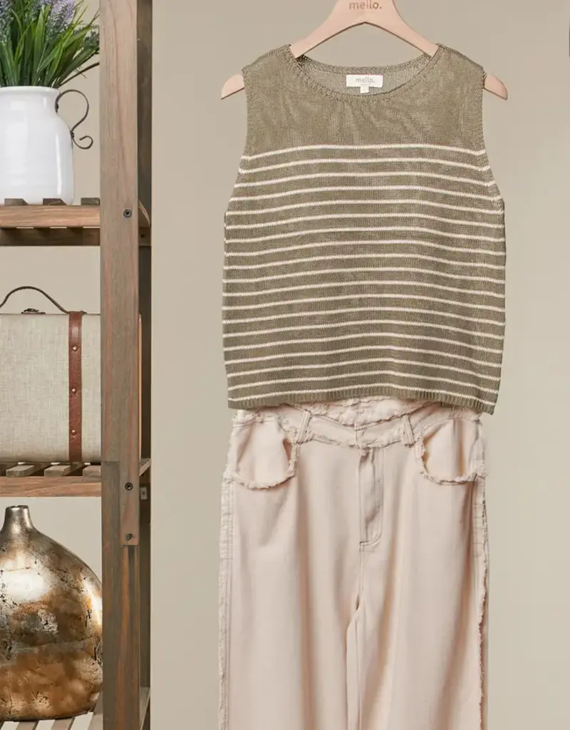Sleeveless Striped  Knit Top