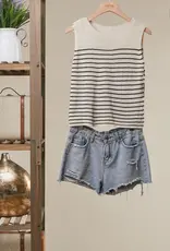 Sleeveless Striped Knit Top