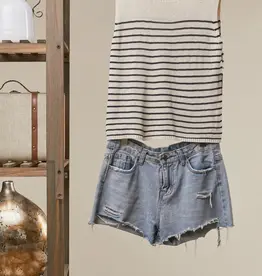 Sleeveless Striped Knit Top