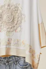 Lace Embroidered Short Sleeves Round Neck Top