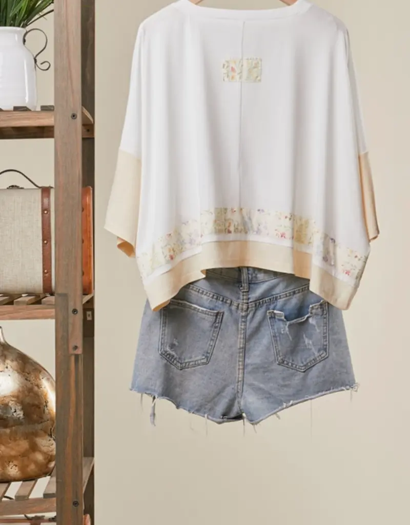 Lace Embroidered Short Sleeves Round Neck Top