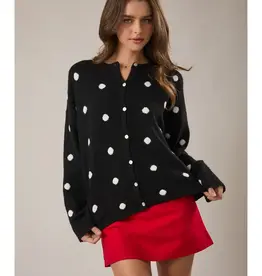 Polka Dot Button Front Cardigan
