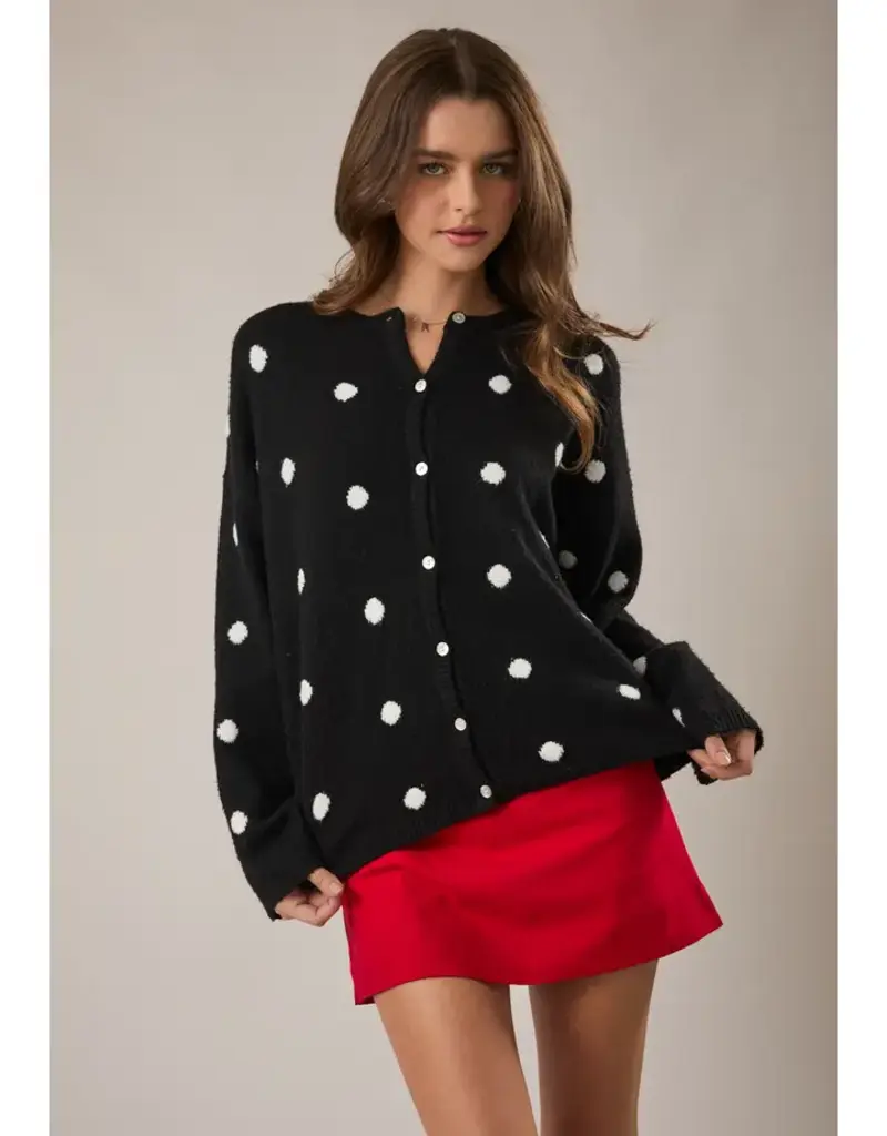 Polka Dot Button Front Cardigan