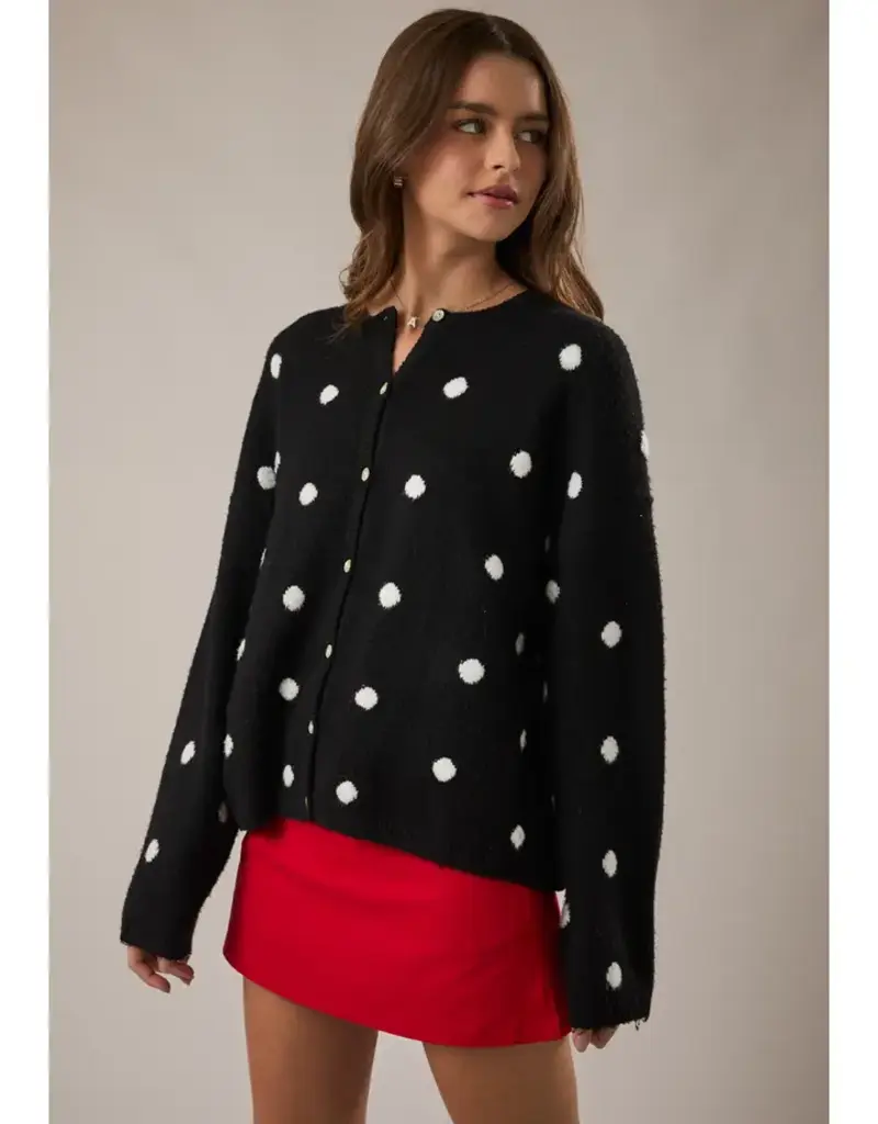Polka Dot Button Front Cardigan