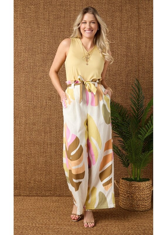 Lyla Printed Flowy Pant with Tie Waist
