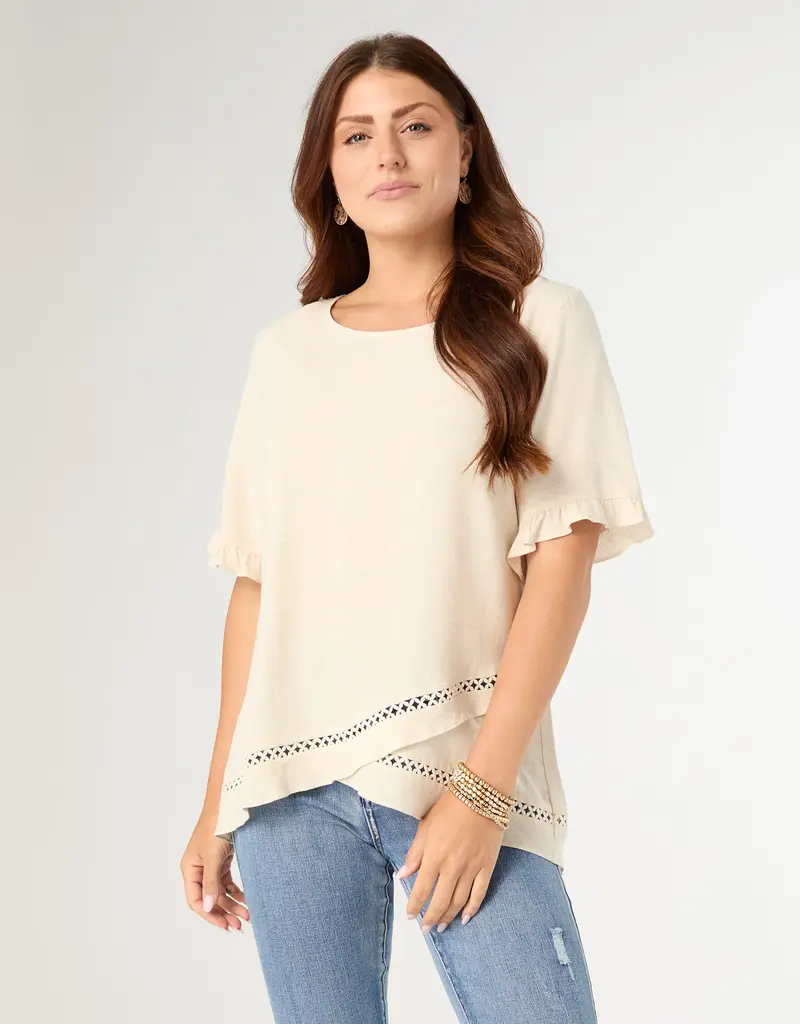 Layla Short Sleeve Crossover Ruffle Top