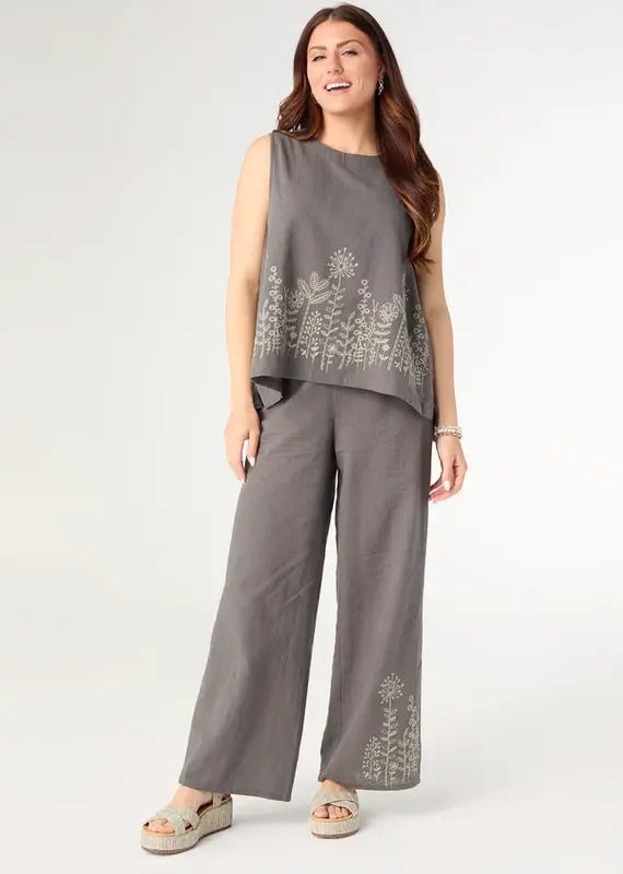 Ava Pant with Floral Embroidery