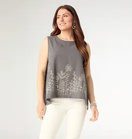 Ava Tank with Floral Embroidery