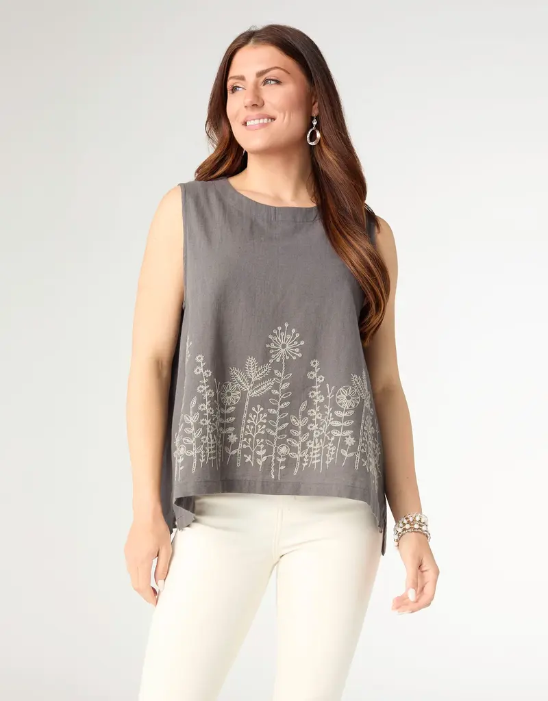Ava Tank with Floral Embroidery