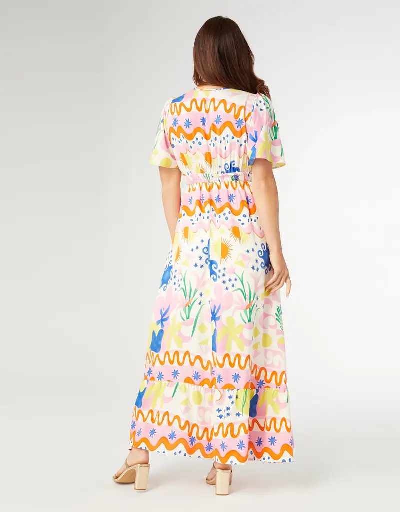 Picasso Short Sleeve Maxi Dress