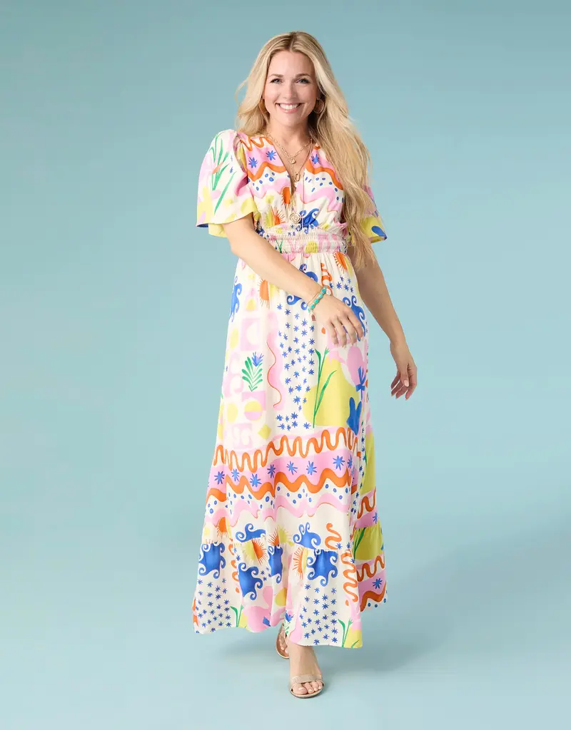 Picasso Short Sleeve Maxi Dress