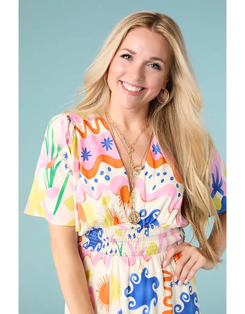 Picasso Short Sleeve Maxi Dress