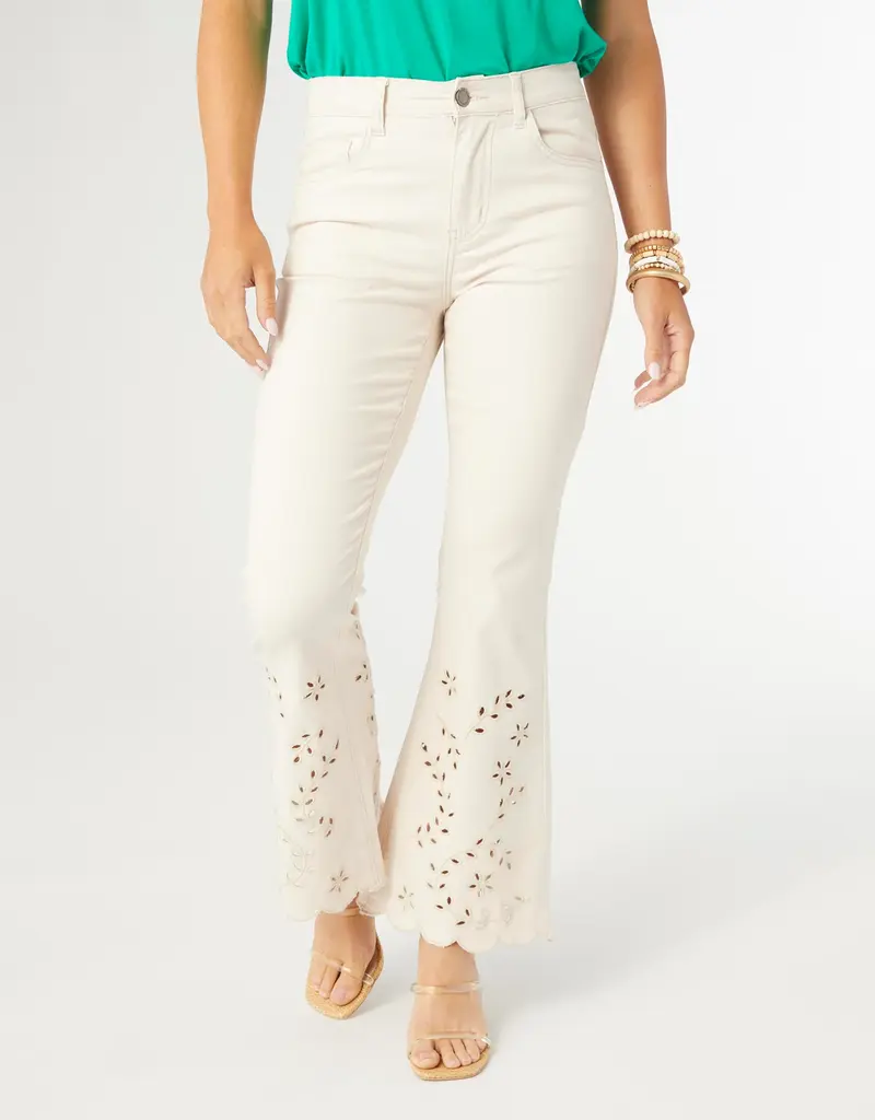 Jennifer Flare Pant with Cut-Out Flowers