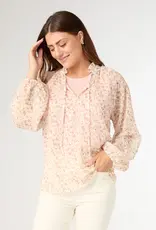 Maggie Flowy Chiffon V-Neck Top with Lurex
