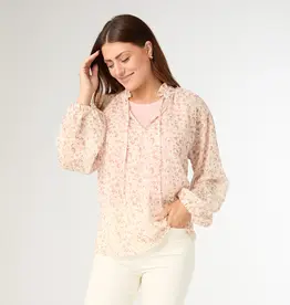 Maggie Flowy Chiffon V-Neck Top with Lurex