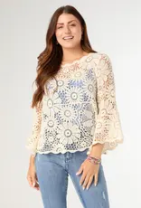 Kristen Elbow Sleeve Crochet Top