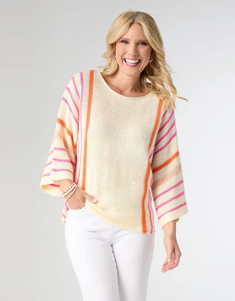 Gretchen Relaxed 3/4 Sleeve Striped Sweater