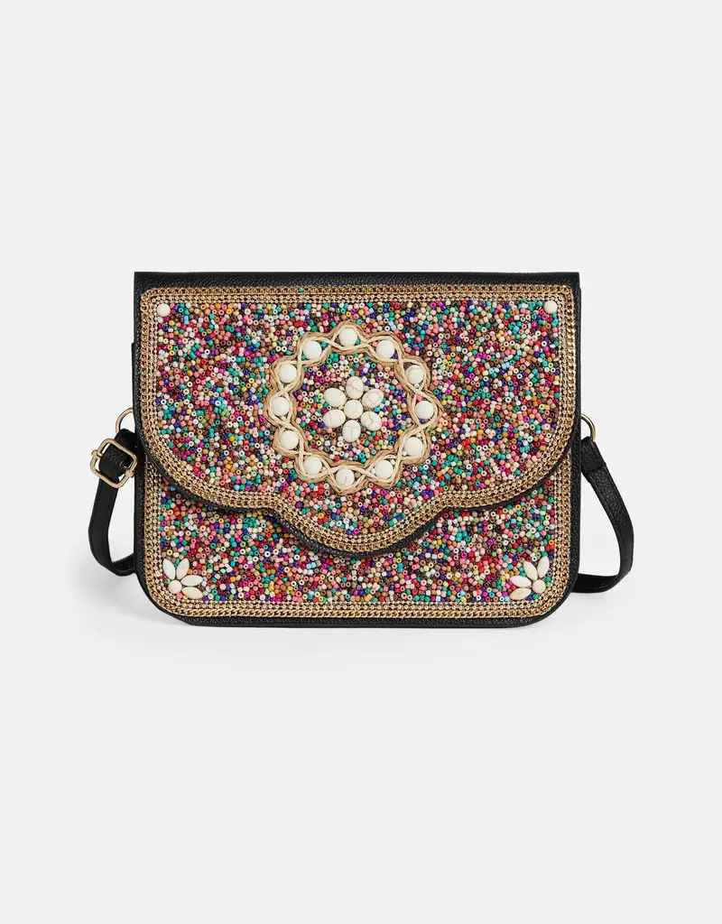 Artisan Beaded Envelope Crossbody - Shell